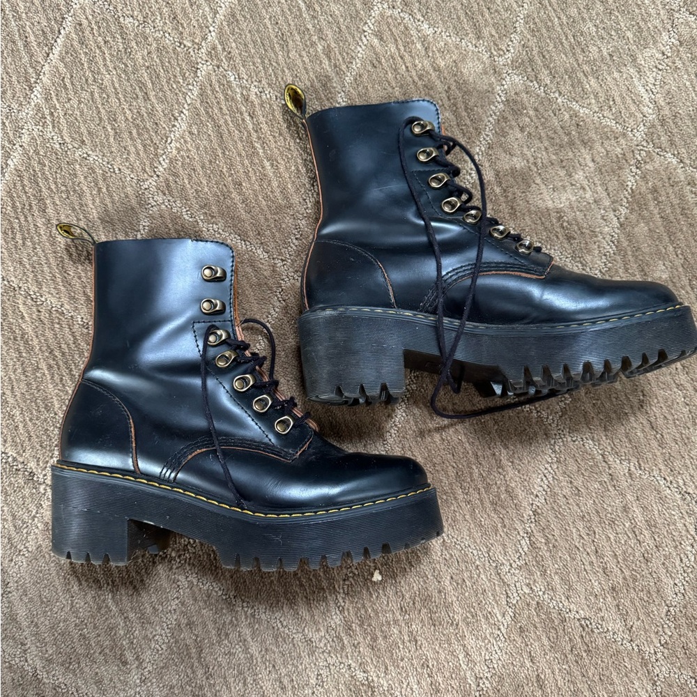 Dr. Martens Black Chunky Platform Lace-Up Combat Boots